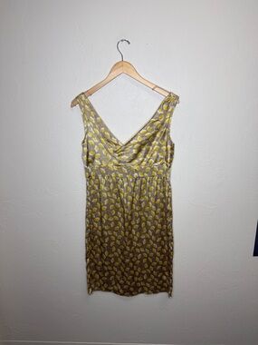 Diane Von Furstenberg Yellow and Taupe Patterned Midi Dress